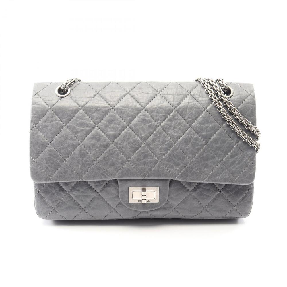 Chanel Matelasse Maxi Double Flap Shoulder Bag Calfskin Leather Blue